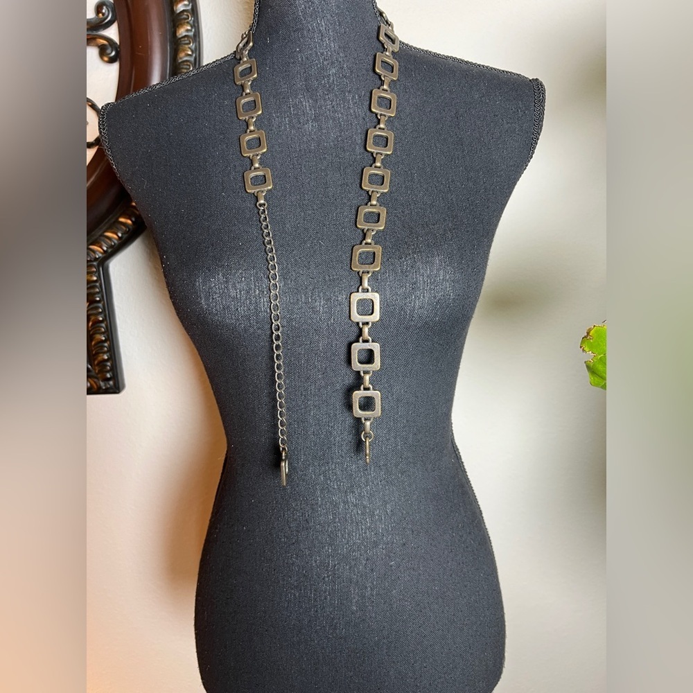 Women’s Antique Brushed Copper Color Square Chain Link Adjustable Belt